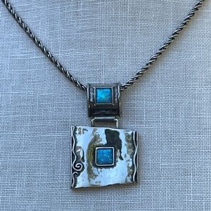 Rare Silpada faux blue opal pendant N0951 2004-2005 catalog